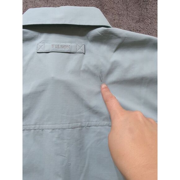 CC Filson Company Short Sleeve Button Up Shirt Men's Size Small Light Green - Picture 12 of 13